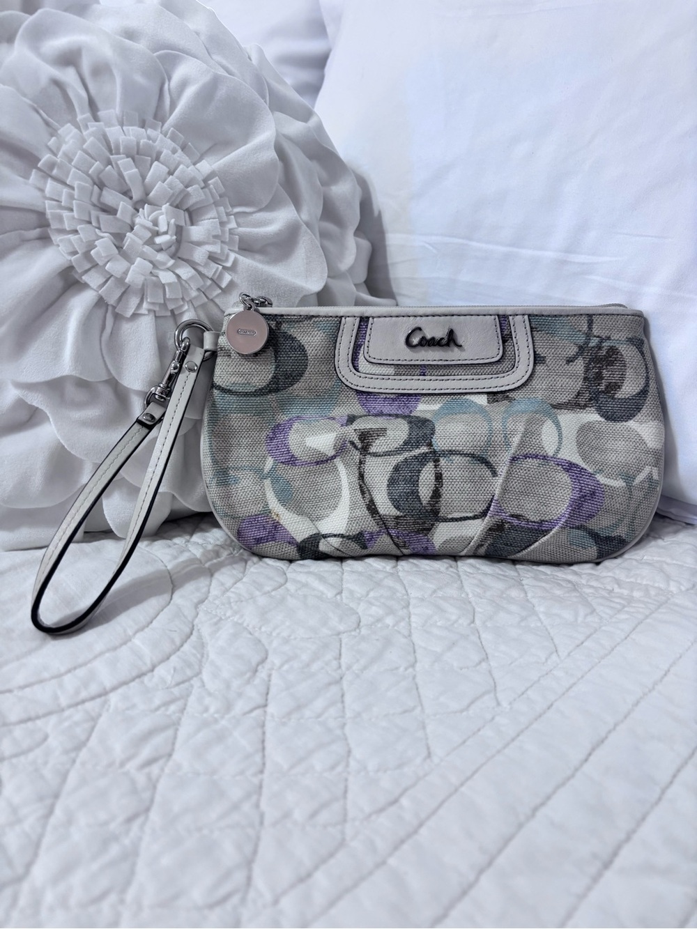 Coach Poppy Multicolor Signature C Jacquard Organizer Wristlet Y2K Lavender
